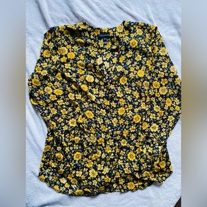 Long Tall Sally Yellow Floral Chiffon Blouse US 14/ UK 18
